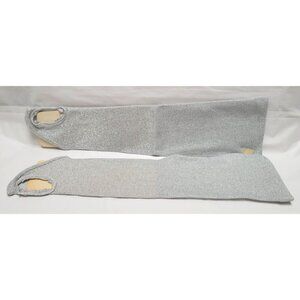Silver Sparkly 16" Knit Fingerless Gloves For Evening Formal Party